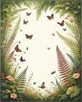 Enchanted Garden Butterfly Floral Ferns Rug