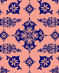 Elegant Navy Floral Symmetrical Pattern Rug