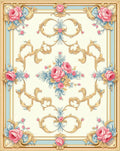Elegant Pink Rose Floral Scroll Pattern Rug
