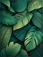 Lush Tropical Foliage Print Rug