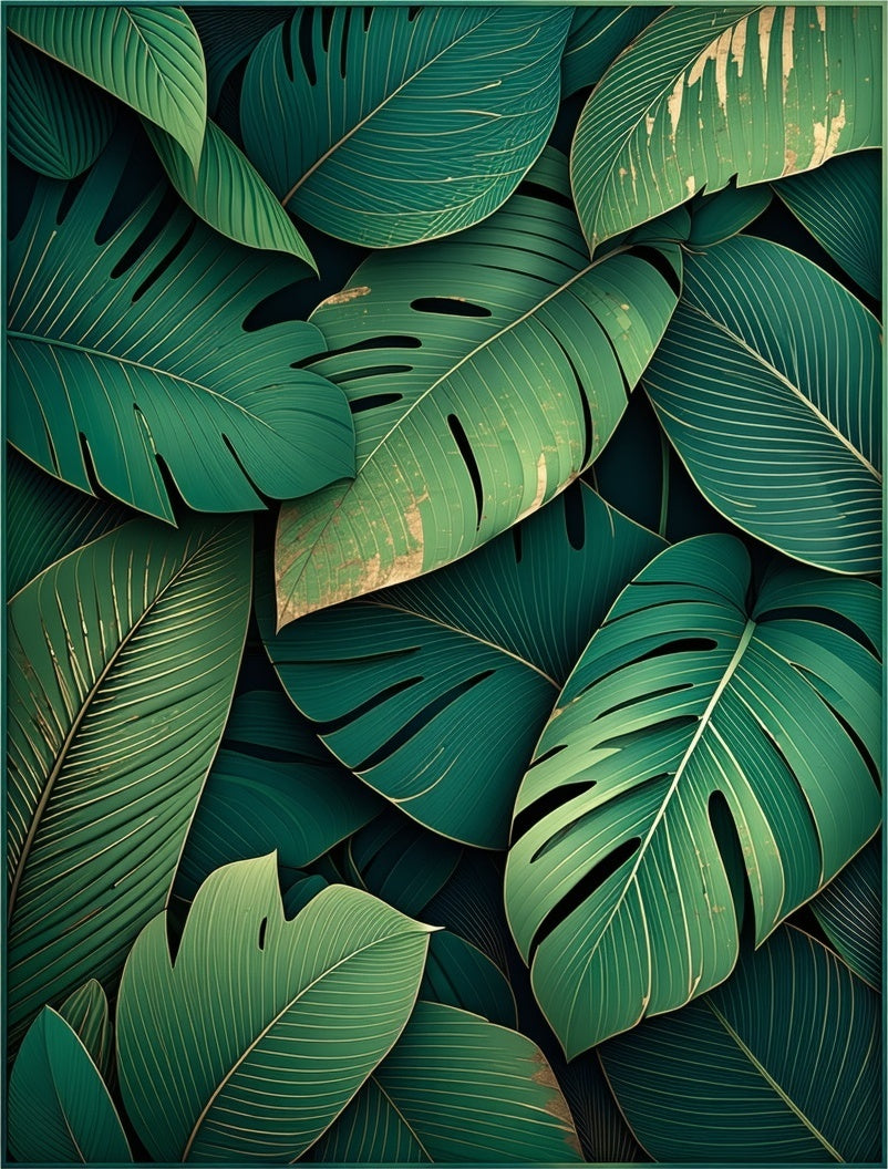 Lush Tropical Foliage Print Rug