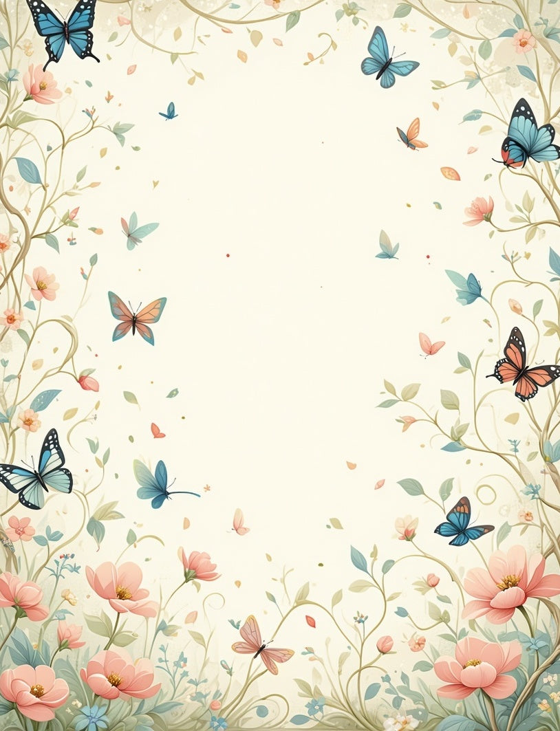 Whimsical Butterflies Flowers Pattern Rug