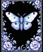 Elegant Lavender Moth Floral Frame Rug