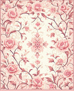 Elegant Pink Floral Vine Design Rug
