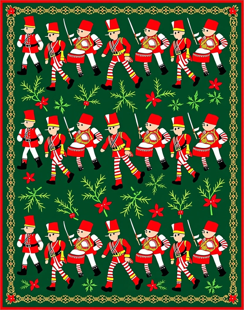 Red Soldier Marching Green Field Rug