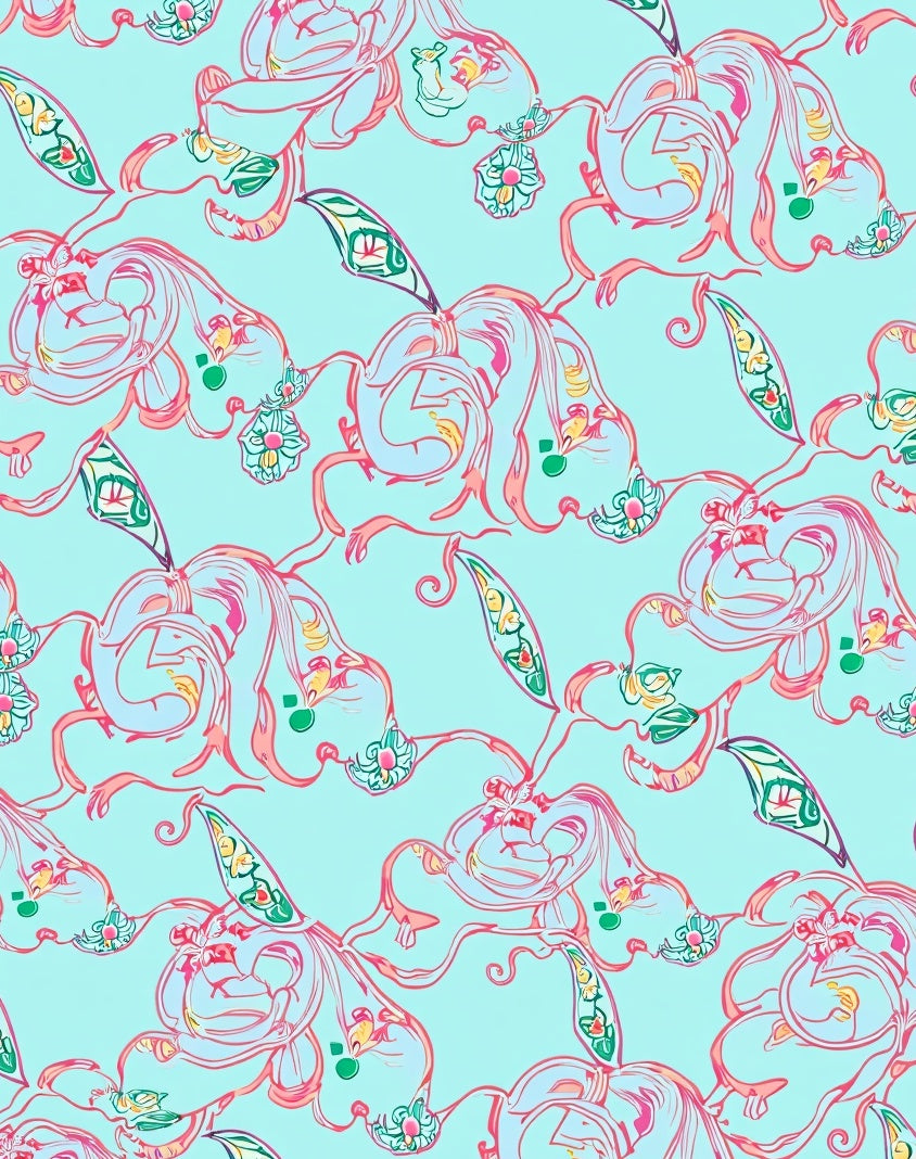 Whimsical Floral Swirl Pattern Design Rug