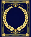 Ornate Gold Laurel Wreath Design Rug