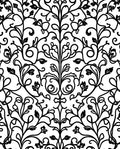 Black White Floral Scroll Vine Rug