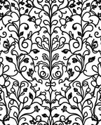Black White Floral Scroll Vine Rug
