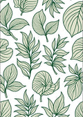 Botanical Patterned Green Leaf Design Rug