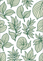 Botanical Patterned Green Leaf Design Rug