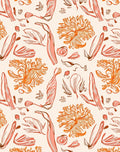 Coral Botanical Sketch Pattern Rug