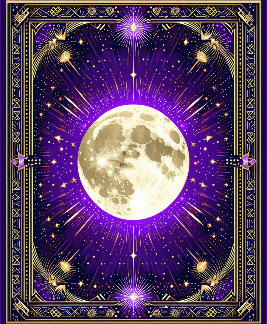 Purple Moon Stars Celestial Design Rug
