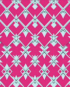 Pink Teal Geometric Diamond Lattice Rug