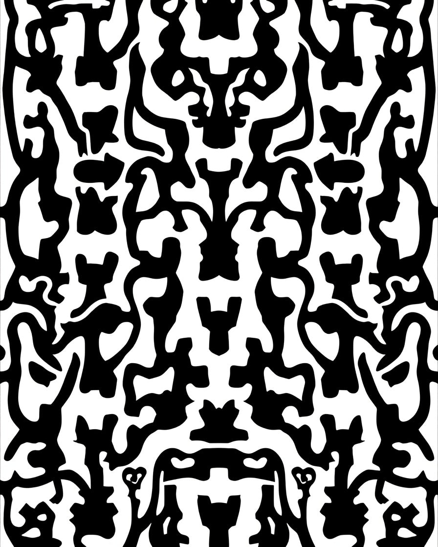 Abstract Figures Black White Pattern Rug