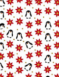 Red Poinsettia Penguin Star Medley Rug