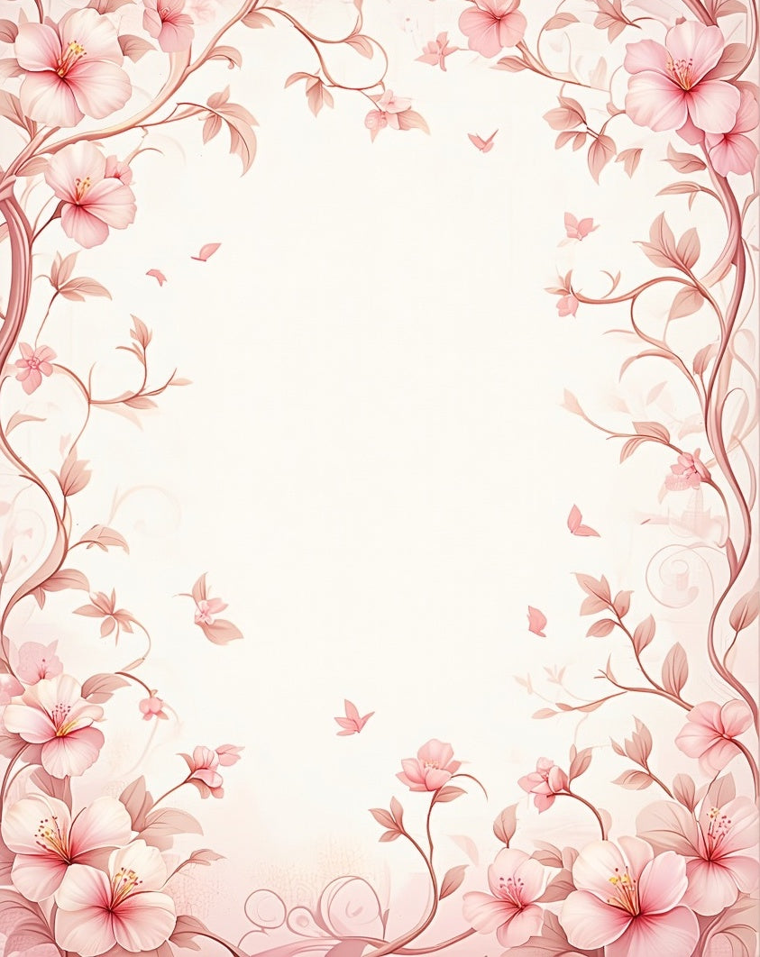 Soft Pink Floral Scrollwork Garden Rug