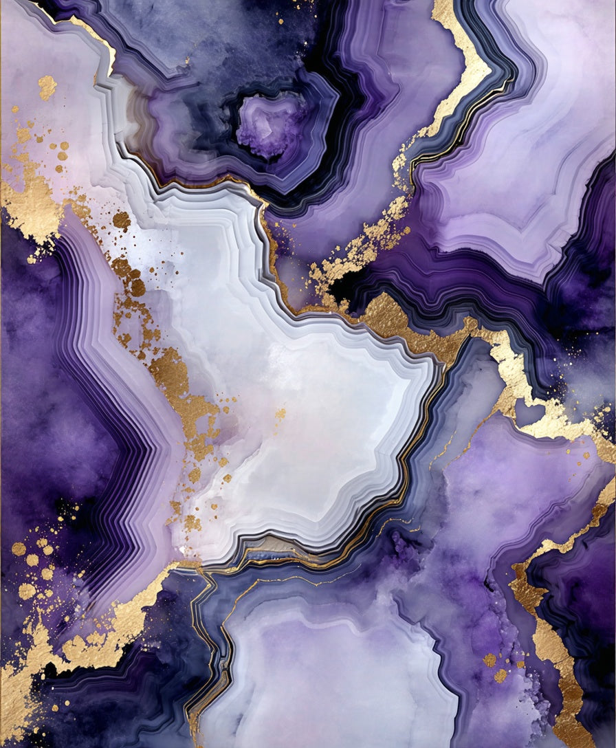 Amethyst Gold Veined Abstract Rug