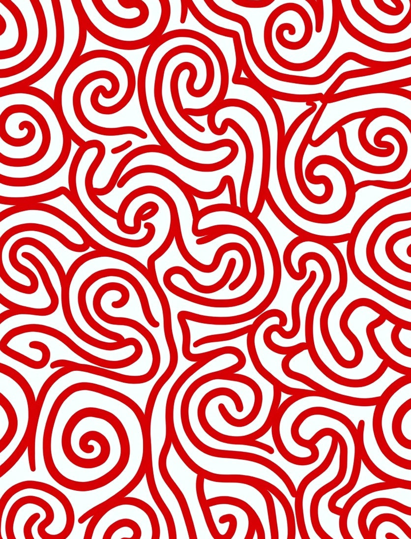 Crimson Curving Lines Rug
