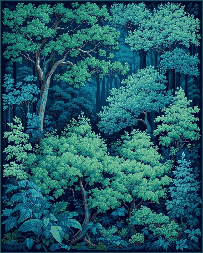 Emerald Lush Forest Tapestry Rug