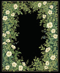 Elegant White Floral Vine Border Rug
