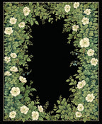 Elegant White Floral Vine Border Rug