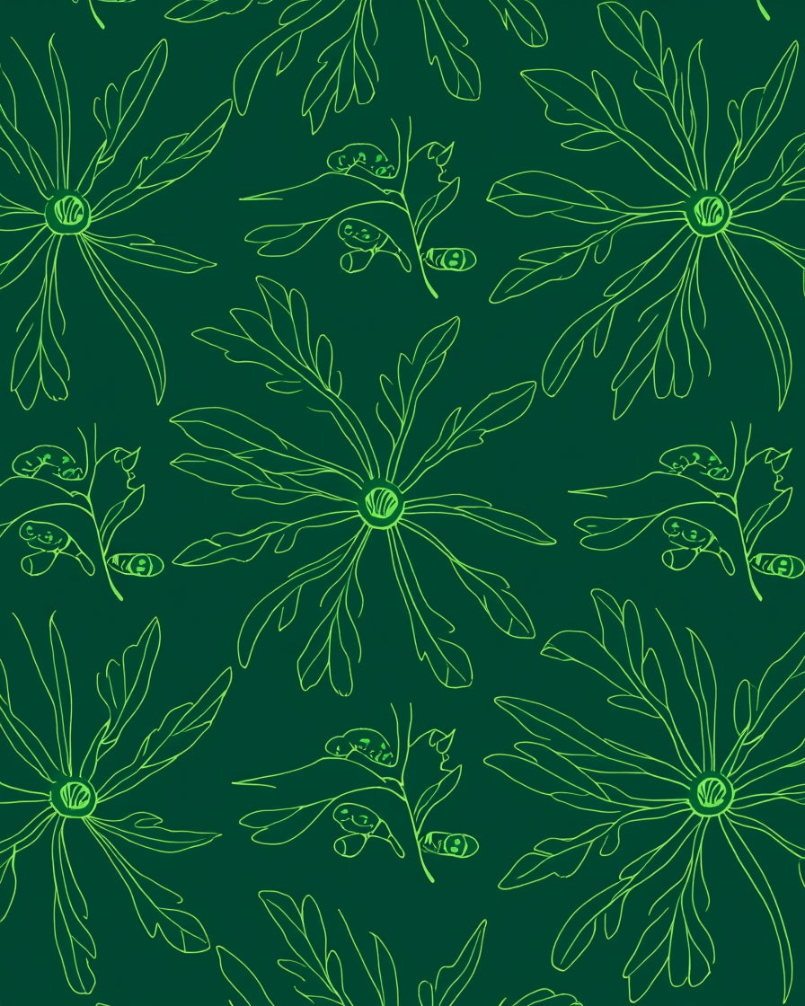 Vine And Floral Pattern Outline Rug