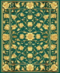 Ornate Floral Emerald Gold Rug