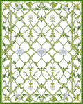 Floral Lattice In Green White Rug