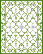 Floral Lattice In Green White Rug