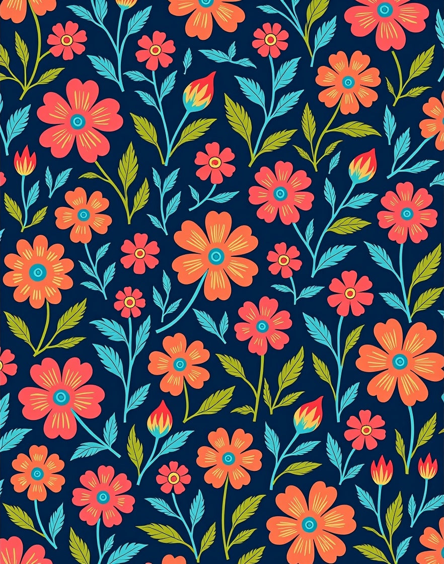 Vibrant Floral Pattern Design Rug