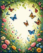 Colorful Butterflies Blooming Garden Design Rug