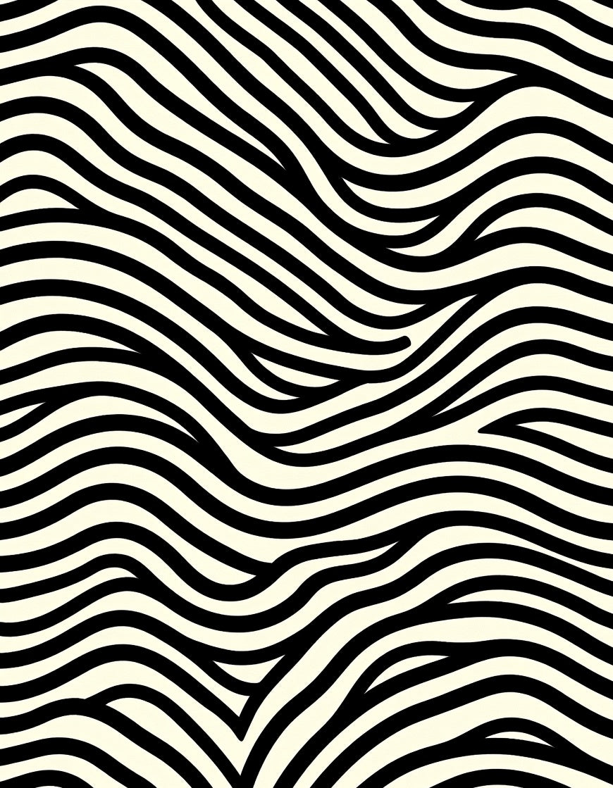 Bold Black Wave Pattern Rug