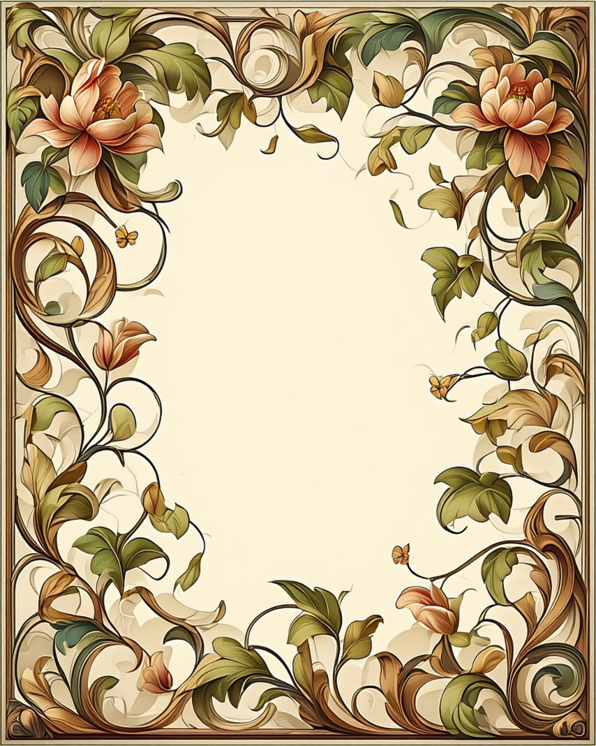 Ornate Floral Vine Pattern Rug