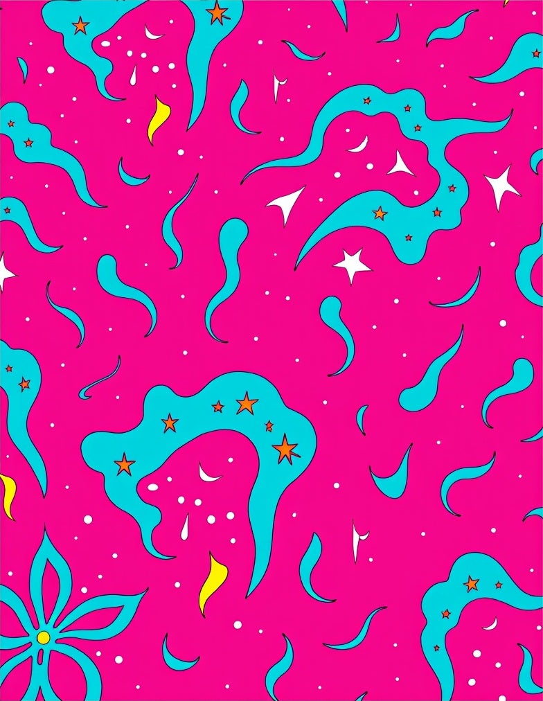 Hot Pink Aqua Swirl Starry Sky Rug