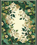 Emerald Green Floral Golden Accent Rug