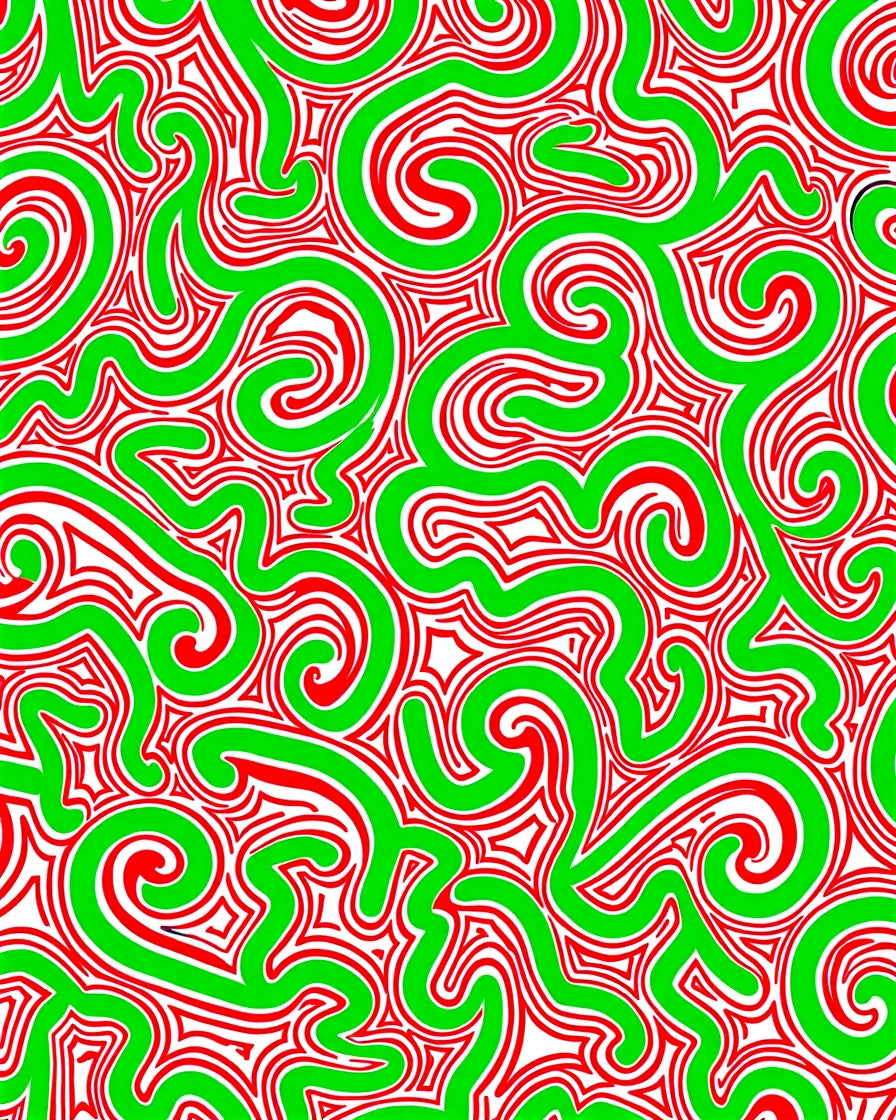 Swirling Green Red Abstract Lines Rug