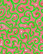 Swirling Green Red Abstract Lines Rug