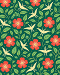 Whimsical Bird and Flora Pattern Rug