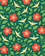 Whimsical Bird and Flora Pattern Rug