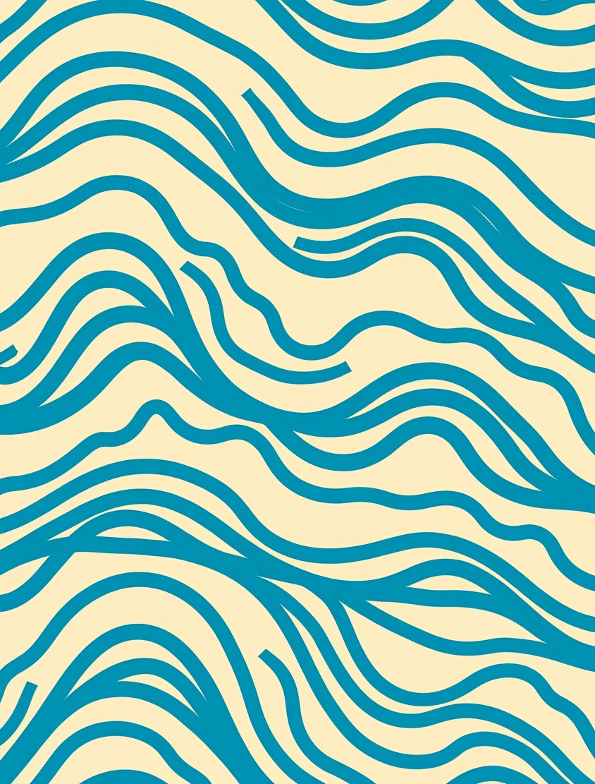 Blue Waves Line Pattern Rug