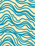 Blue Waves Line Pattern Rug