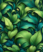 Lush Green Tropical Leaf Pattern Rug