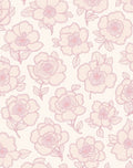 Soft Pink Floral Line Art Rug