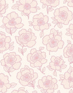 Soft Pink Floral Line Art Rug