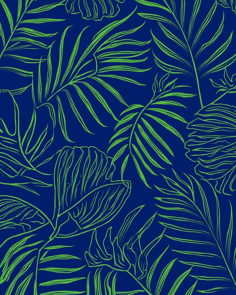 Tropical Leaf Outline Pattern Rug