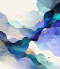Abstract Blue Flowing Waves Design Rug