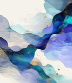Abstract Blue Flowing Waves Design Rug