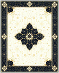 Ornate Black Gold Geometric Pattern Rug