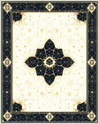 Ornate Black Gold Geometric Pattern Rug